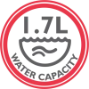 1.7 L Water Capacity 1.7 L Water Capacity
